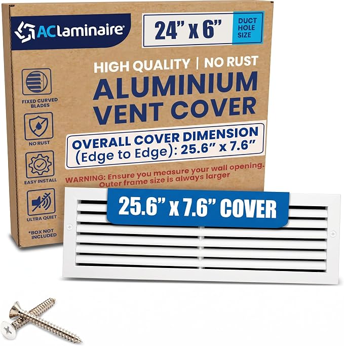 24x6 Aluminum Wall Ceiling Air Return Vent Cover HVAC Rustproof Grille by ACLAMINAIRE