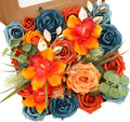 Artificial Flowers Combo Orange Flowers Mix Silk Flowers Fake Roses by FloweroyalCrafts