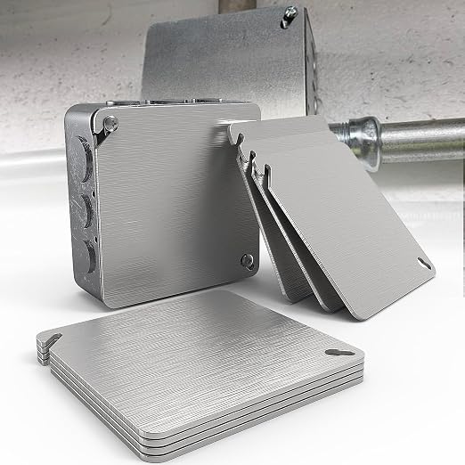 8Pcs Metal Junction Box Cover Plates, 4x4 Inch Square Electrical Box Cover Plate by AIYOTAR