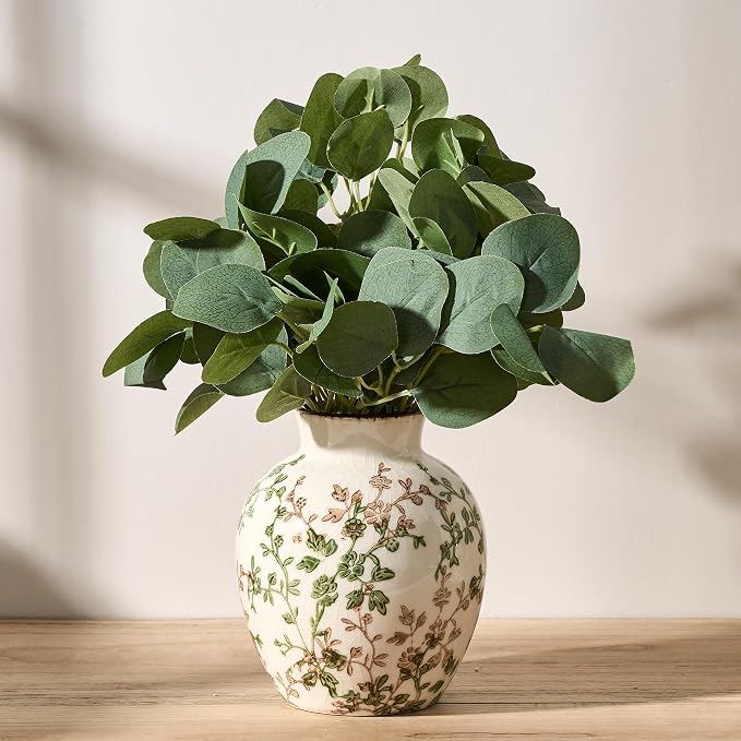 SIDUCAL Ceramic Green and Beige Antique Vase, 5.83 Inch Retro Ice Cracked - Image 2
