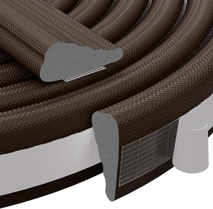118" Wedge Weather Stripping for Draft Blocking, Foam Door Seal | Brown by Conwang