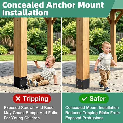 4x4 Post Base, Concealed Fastener Concrete Post Anchor, Elevated Post Base | - Image 2