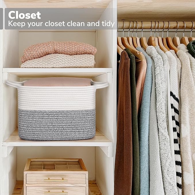 Goodpick Woven Storage Basket for Shelves, Cotton Rope Baskets for Toys - Image 5