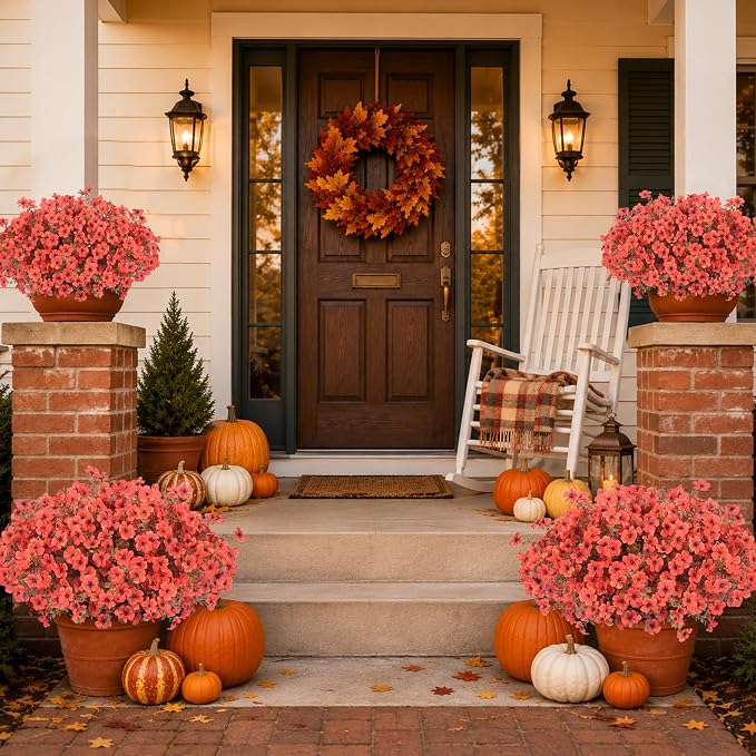 Artificial Faux Mums Flowers Plants - Image 9
