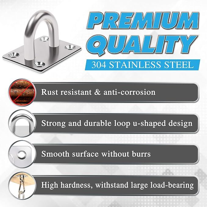 Premium M6 Heavy-Duty Stainless Steel Pad Eye Snap Hook, Ceiling Hook, Hanging - Image 4