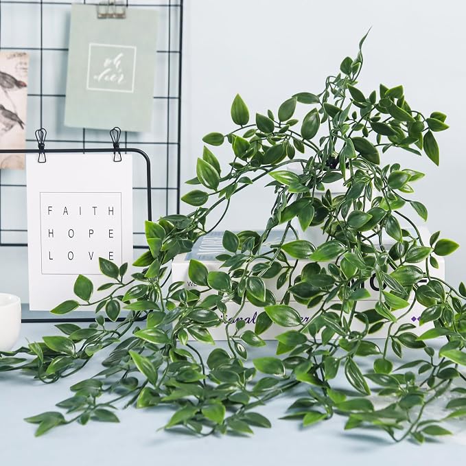Der Rose 2Pcs Fake Hanging Plants Artificial in White Pots - Image 7