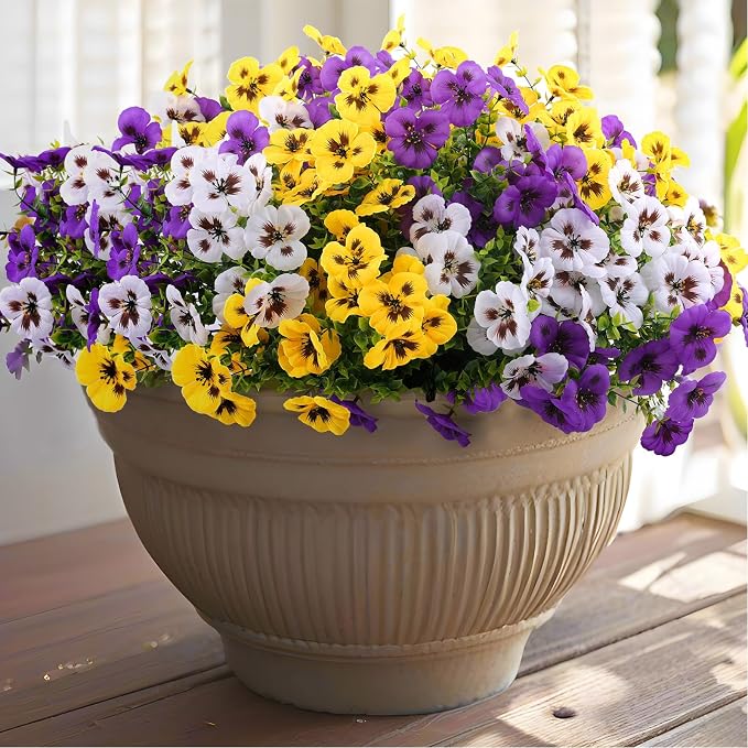Rowfad 18 Pcs Artificial Fake Pansy Flowers by RowfadFlora