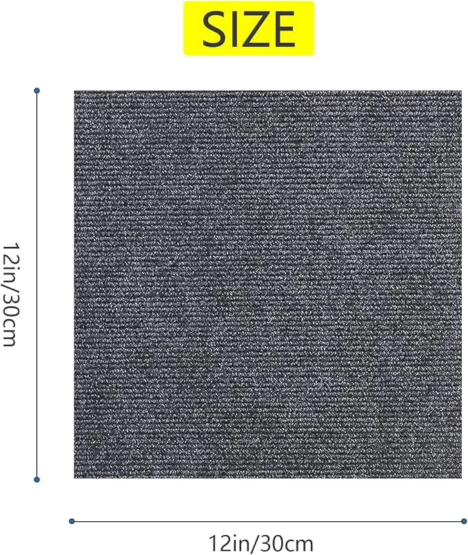 35pc 12" x 12" Self-Adhesive Carpet Tiles, Economical Temporary Flooring - Image 2