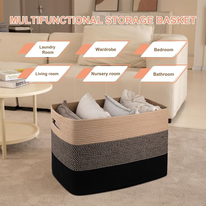 OIAHOMY 108L Extra Large Blanket Basket Dog Toy Basket Yellow and Black | - Image 6