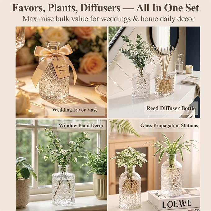 Clear Glass Bud Vase Set of 12 Pcs, Small Bud Vases in Bulk, Glass Crystal - Image 3