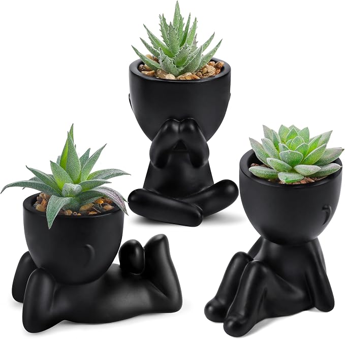 Der Rose 3 Pack Fake Plants in Black Pots by DerRose