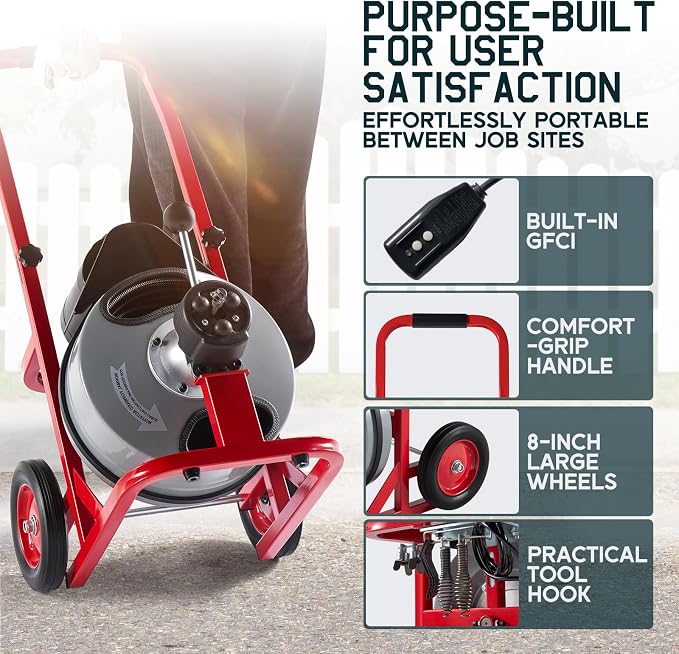 Albott 50 FT x 3/8 inch Electric Drain Cleaner Machine - Image 6