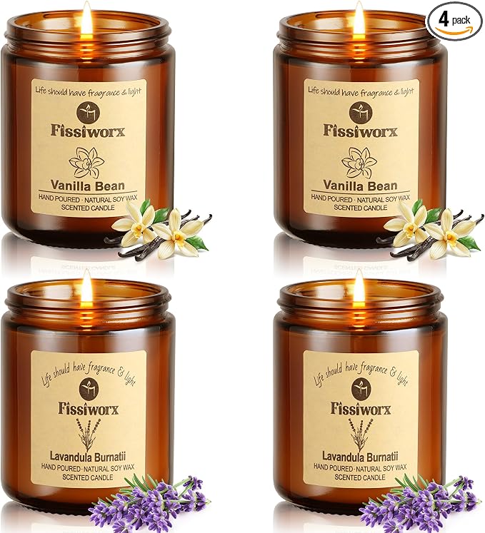 Scented Candle Set 4 Pack, Candle by FissiworxScentedCandle
