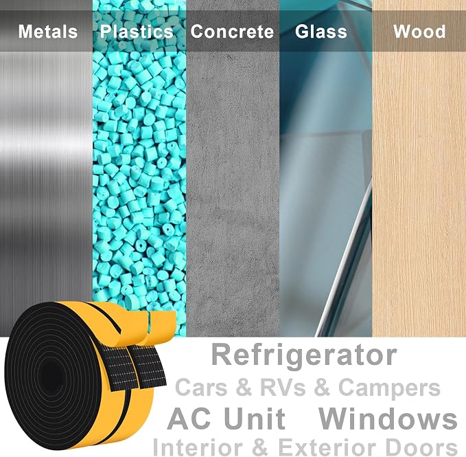 Wide Foam Seal Tape, Blocks Drafts, Strong Adhesive, Easy Install | Reduces - Image 7