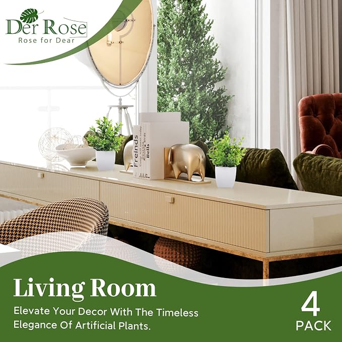 Der Rose 4 Pack Fake Plants, no-care potted greenery, - Image 3