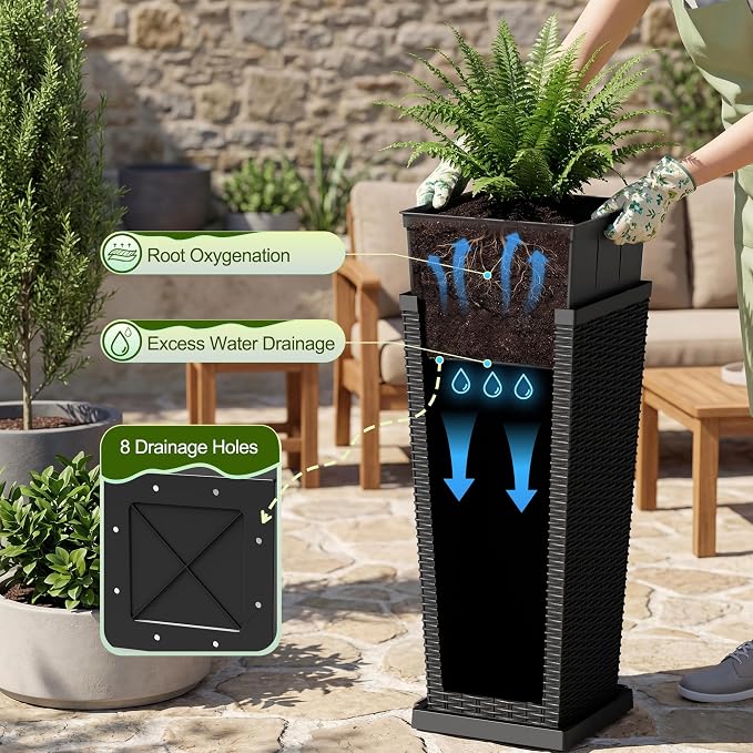 Devoko Resin 30'' Tall Planters - Image 3