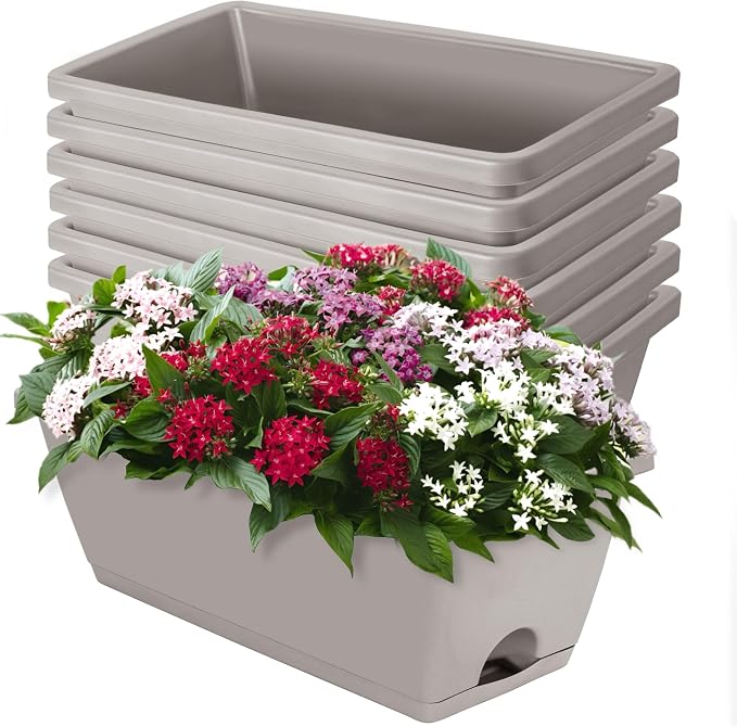 LOCONHA 7 Pack Window Box Planter, Plastic Vegetable Flower Planters Boxes | 17 by LOCONHA