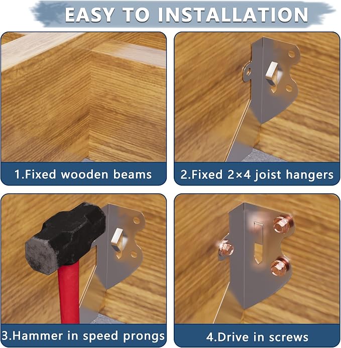25 pcs 2x4 Joist Hangers with Screws, Galvanized Face Mount Hurricane Tie | - Image 5