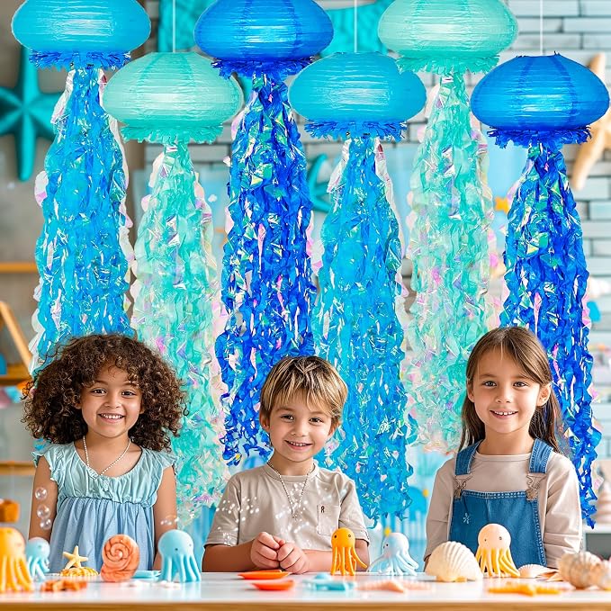 OBXT 10" Blue Jellyfish Paper Lanterns - Image 7