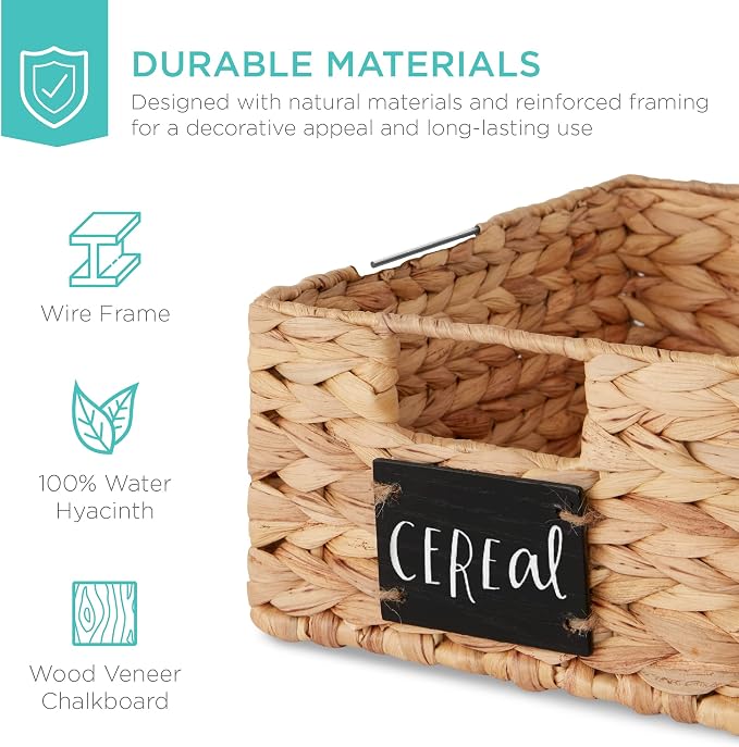 Best Choice Products Set of 4 9x12in Water Hyacinth Pantry Baskets, Woven - Image 5