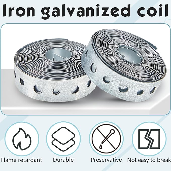 Gisafai 4 Pcs Galvanized Metal Pipe Hanger Strap, 3/4 Inch, 10 ft | Metal - Image 4