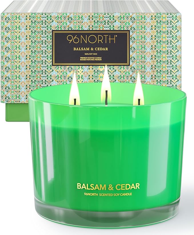 Luxury Candle Balsam & Cedar Scented | Large 3-Wick Jar Candle | Up to 40 Hours by 96NORTH%C2%AE