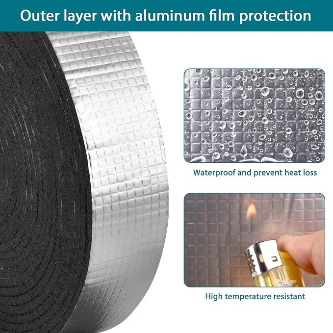 Pipe Wrap Insulation - 33 ft Outdoor Pipe Foam Insulation Tape Self Adhesive - Image 3