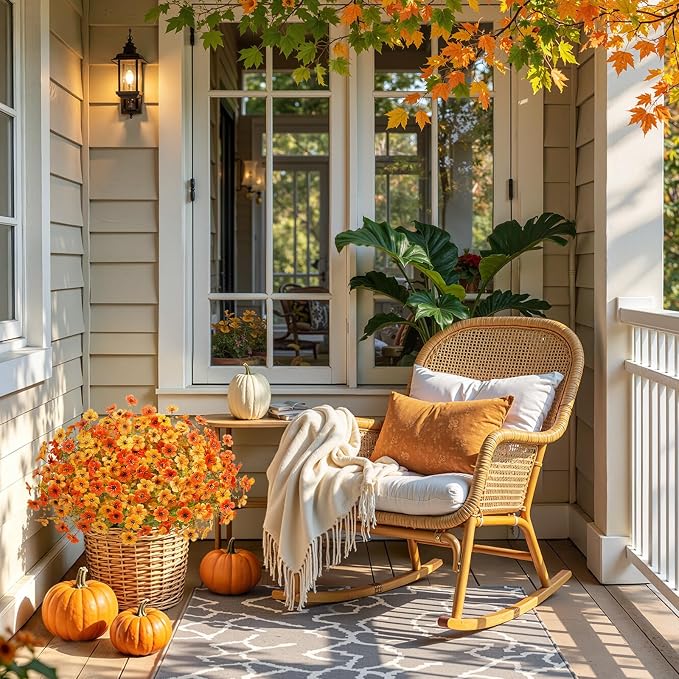 Alupssuc 48 Bundles Artificial Fall Flowers, UV Resistant Faux Mums Porch | - Image 8