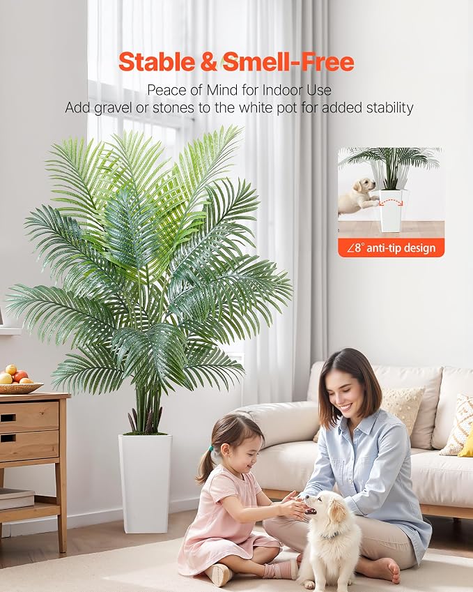 VEVOR Artificial Areca Palm Tree 6 ft, Fake Palm Tropical Plants - Image 3