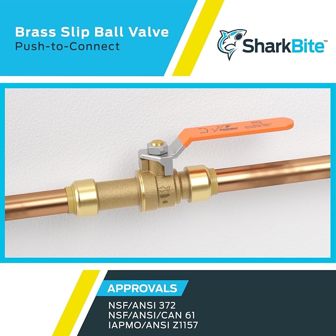 SharkBite 1/2 Inch Slip Ball Valve, Push to Connect Brass Plumbing Fitting - Image 5