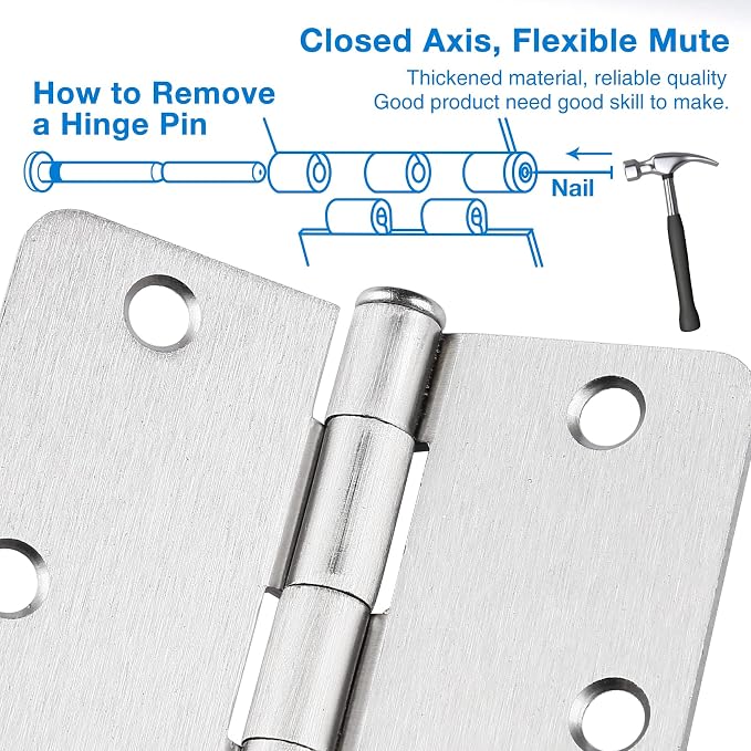 Satin Nickle Door Hinges 3.5 inch - Image 4