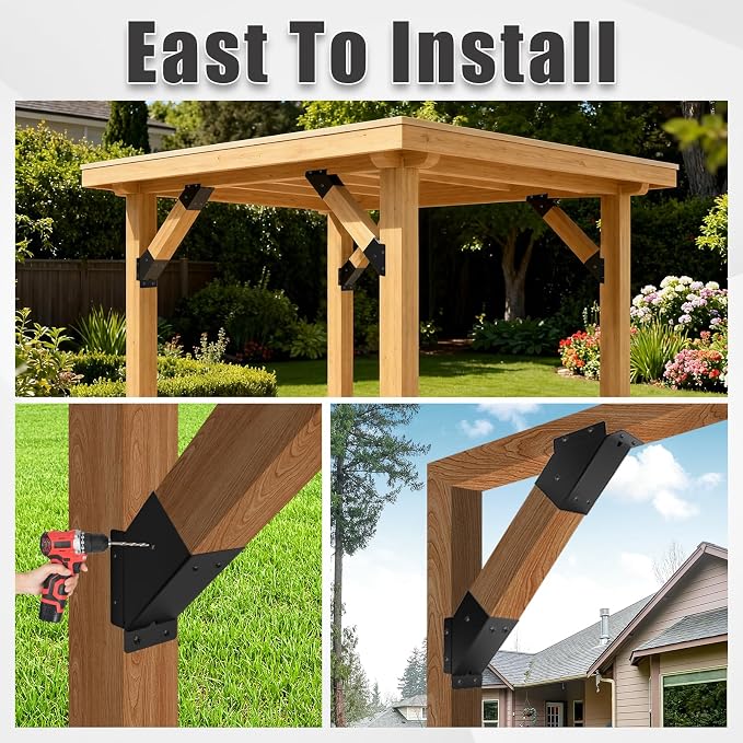 8 Pcs 45° 4”x 4“ Angle Support Brackets | Angle Support Bracket, Heavy Duty - Image 3