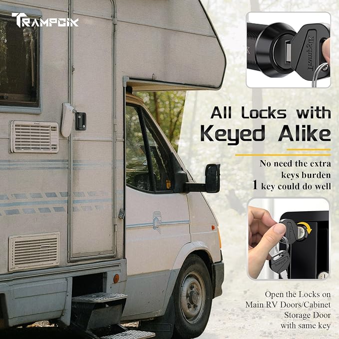 RV Door Lock Set, for RV Camper, Travel Trailer Entrance Front Door, 1 Plastic - Image 5