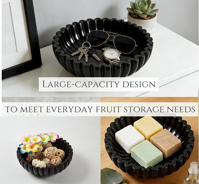 Ruffle Decor Large Decorative Bowl, fruit bowl kitchen stone bowl, bowl decor - Image 6