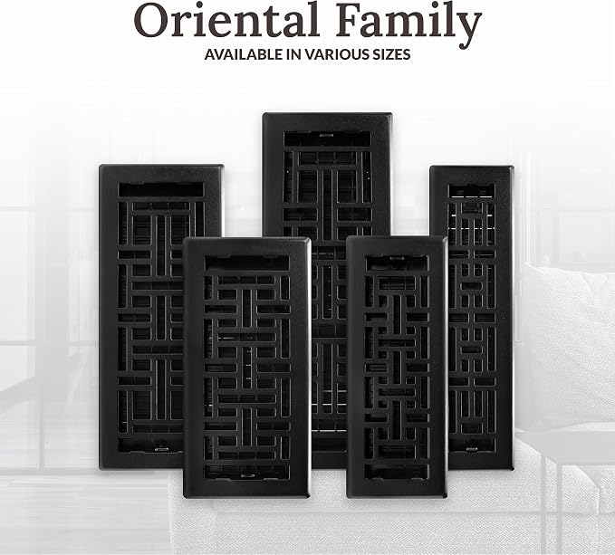 Decor Grates AJH414-BLK Oriental Floor Register, 4x14 Inches, Textured Black - Image 11