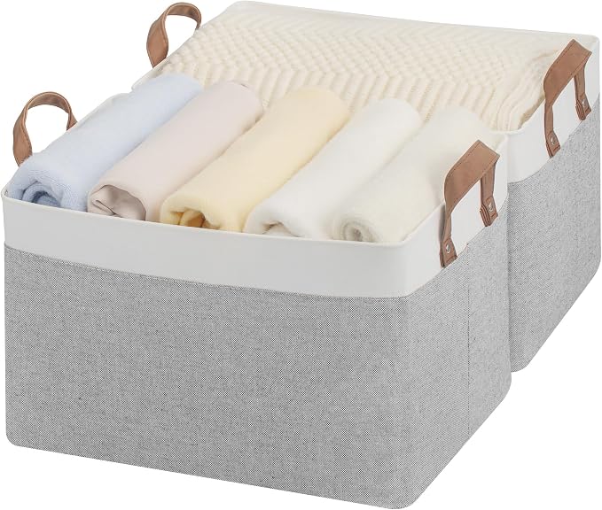 StorageWorks Fabric Storage Bin, Closet Bins, Metal Frame, Collapsible by StorageWorks