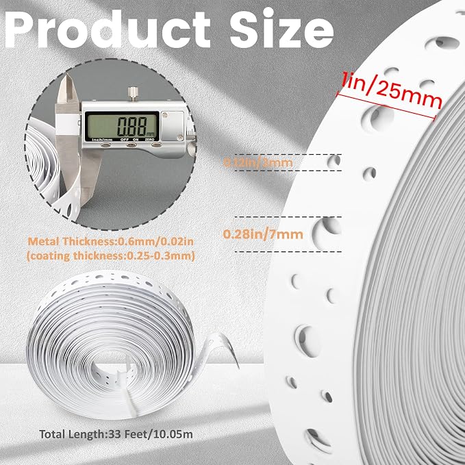 White Metal Strap 1-Inch x 50FT 0.6mm Thickness Galvanized Pipe Hanger Strap - Image 2