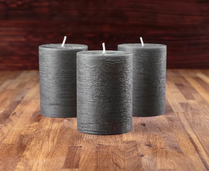 Set of 3 Pillar Candles 3" x 4" Unscented Handpoured Weddings, Home Decoration - Image 5