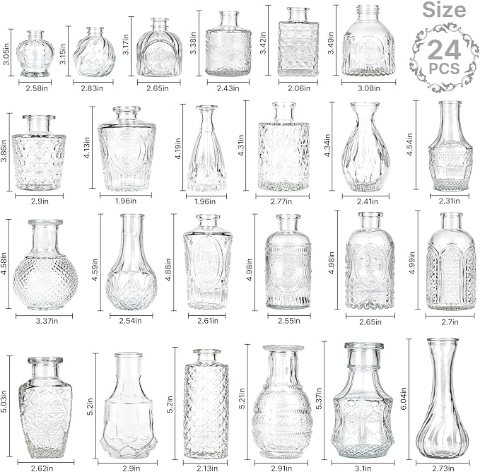 Clear Glass Bud Vase Set of 24 Pcs, Small Bud Vases in Bulk, Glass Crystal - Image 2