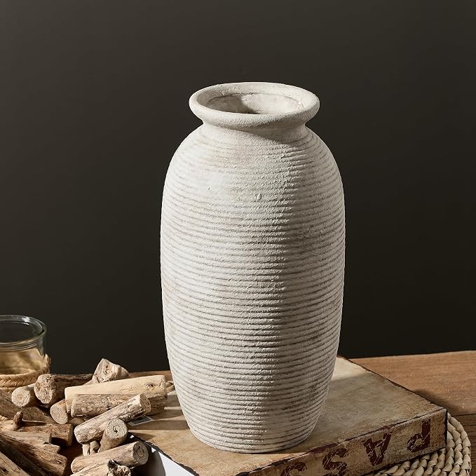 Ceramic Flower Vase, 12.5" Large Vases Home Decor Rustic Farmhouse Tall Pottery - Image 3