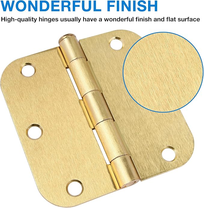 TDCHINGES Rounded Door Hinges 3.5" X 3 1/2 Inch Brushed Brass 5/8" Radius | 42 - Image 4