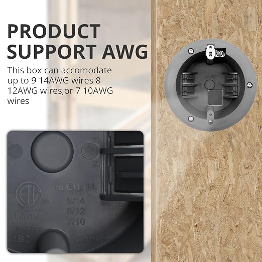 3 Packs 1-Gang Old Work Electrical Outlet Box, 18 Cubic Inches Wall Outlet Box - Image 3