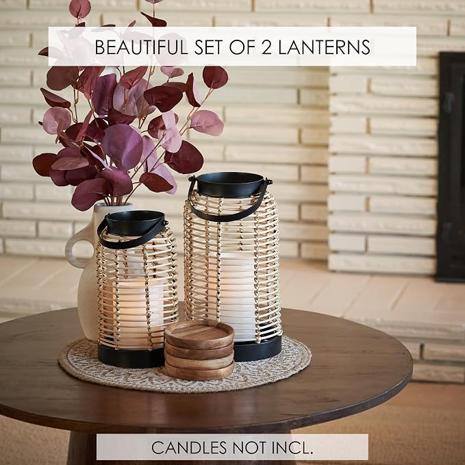 Natural Rattan Boho Lanterns - Image 4