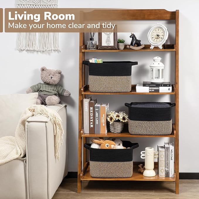 Goodpick Woven Storage Basket for Shelves, Wicker Baskets for Books, Toys & - Image 2