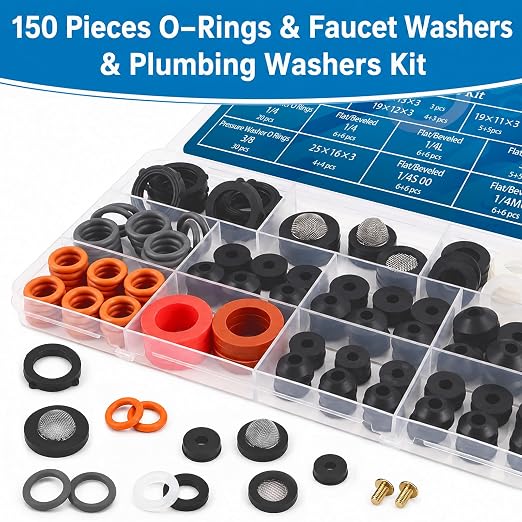 ZDBB 150 Pcs 14 Size Power Pressure Washer O Ring & Hose Faucet Washers Kit | - Image 9