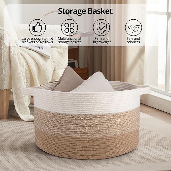 OIAHOMY 90L Extra Large Blanket Basket - Image 6