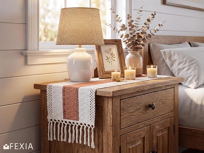 Boho Table Runner for Home Decor 12x36 Coral Farmhouse Decorations | 36 Inches - Image 7