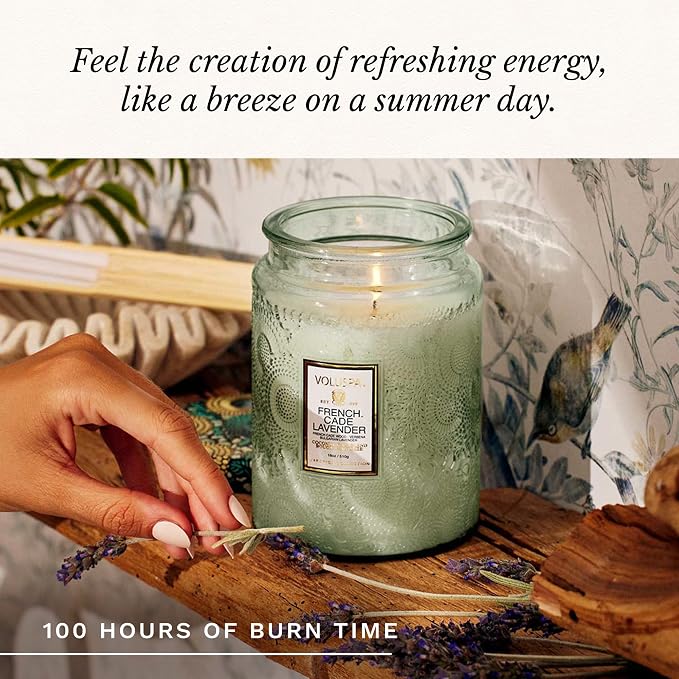 Voluspa French Cade Lavender Large Scented Candle Jar 18 Oz, 100 Hr Burn | - Image 5