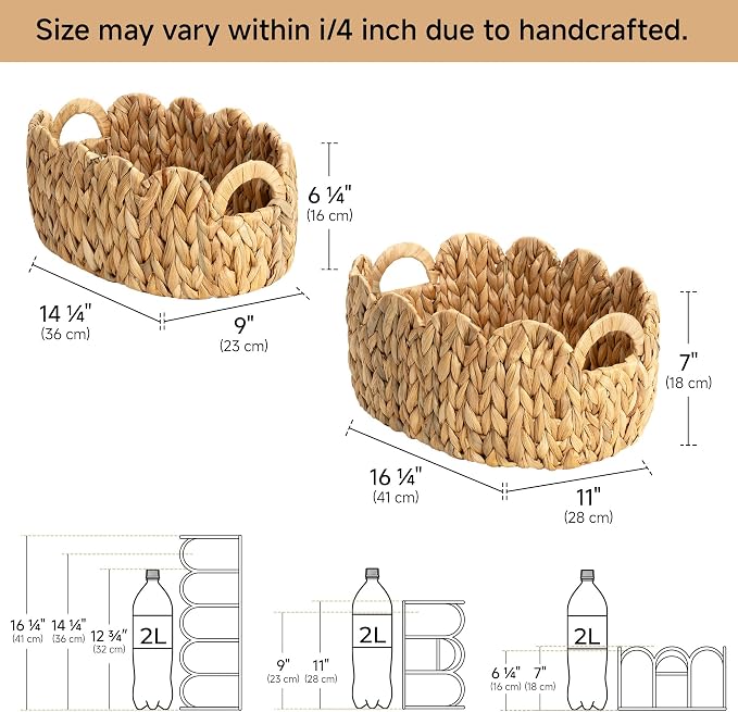 StorageWorks Scalloped Wicker Basket, Woven Baskets - Image 3