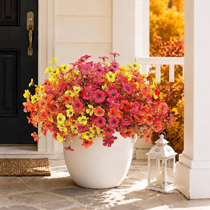 Artificial Faux Mums Fall Flowers Plants - Image 9